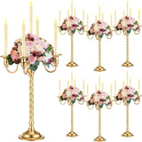 6 Pack Wedding Gold Candelabra Table Centerpieces 21 Inch Tall Candelabra Metal Candle Holder 5 Arm Taper Candlestick