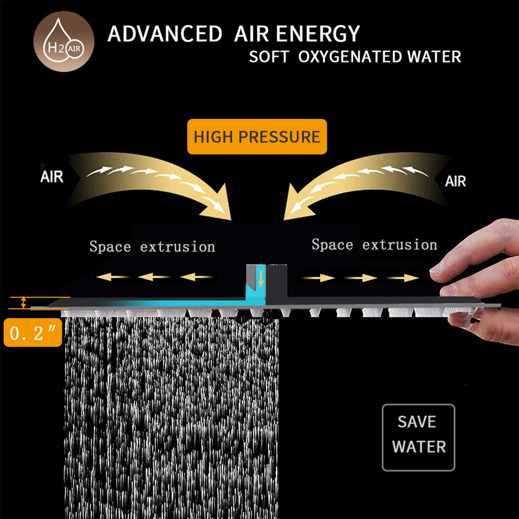 10 In Rain Shower Head High Pressure Rainfall Shower Head Matte Black