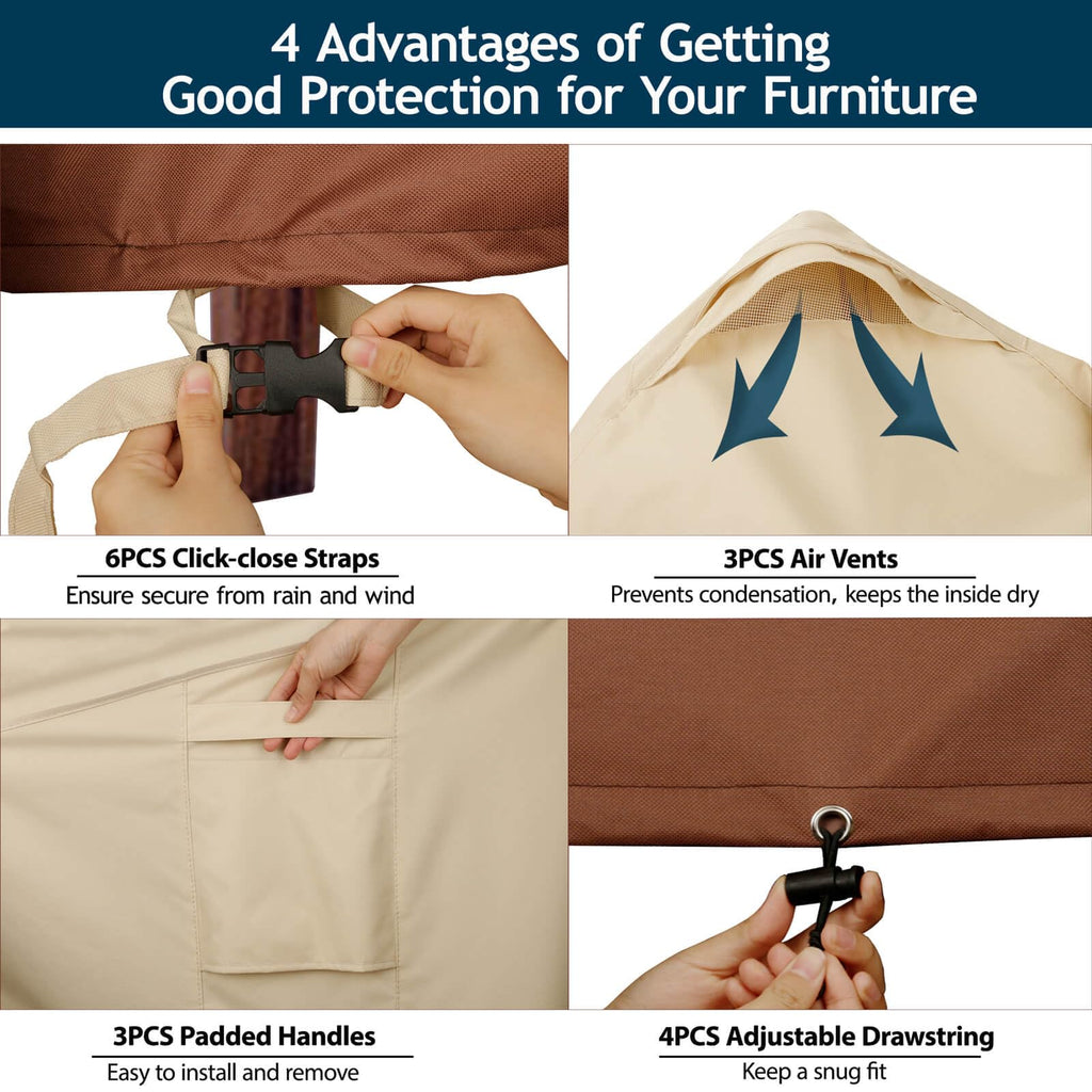 Outdoor Sectional Cover V-Shaped Garden Patio Furniture Covers Waterproof Rip-Stop Anti-UV 600D Outdoor Couch Sofa