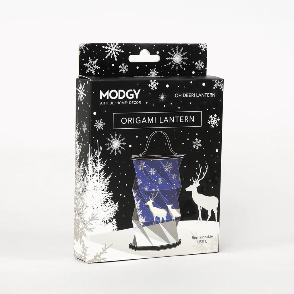 Inspired Noguchi Style OhDeer! Origami Lantern, Rechargeable LED Decorative Paper Lantern