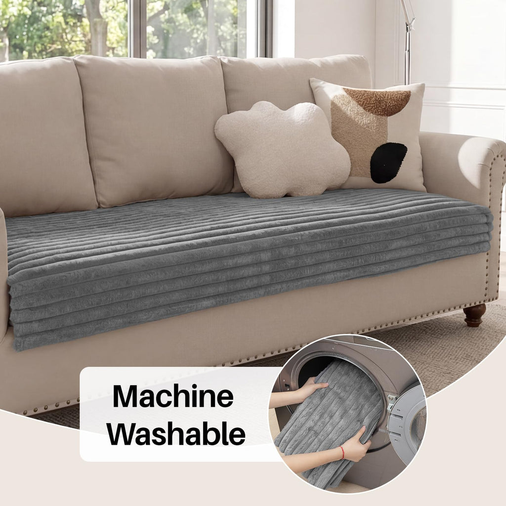 Waterproof Couch Arm Covers 2 Pack, Fuzzy Couch Armrest Covers for Sofa Washable, Soft Recliner Chair Arm Cover