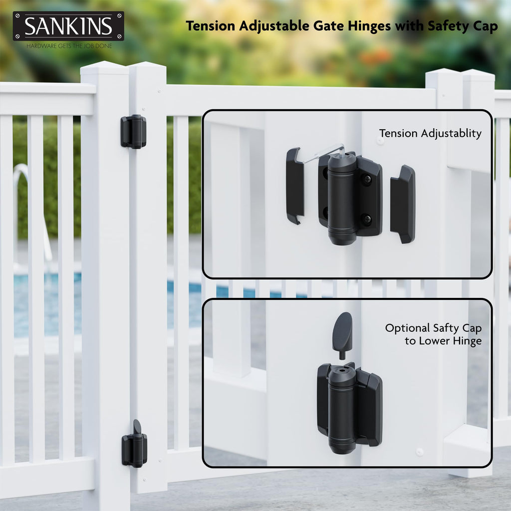Self-Closing Gate Hinges and Key Lockable Gate Latch Kit, Fence Gate Hardware Kit for Wooden Fence, Pool Safety Fence