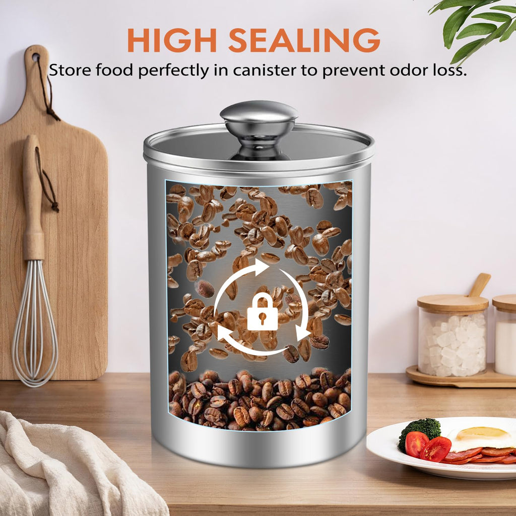 3-Piece Stainless Steel Food Storage Canister Set with Clear Lid