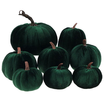 8 Pcs Fake Green Velvet Pumpkins Artificial Pumpkin Decoration