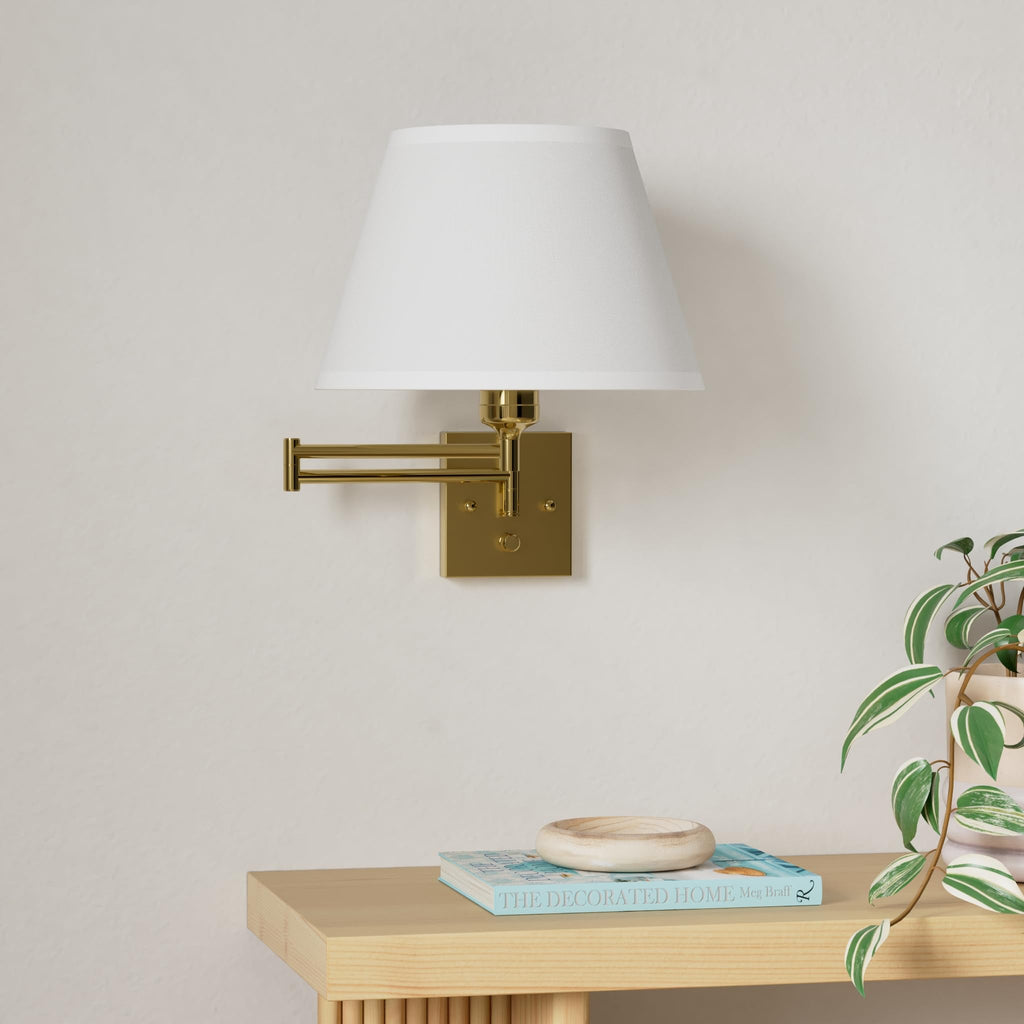 Remote Control Dimmable Wall Sconce, Adjustable Color Temperature 2700K-6500K Brushed Brass Swing Arm Wall Lights