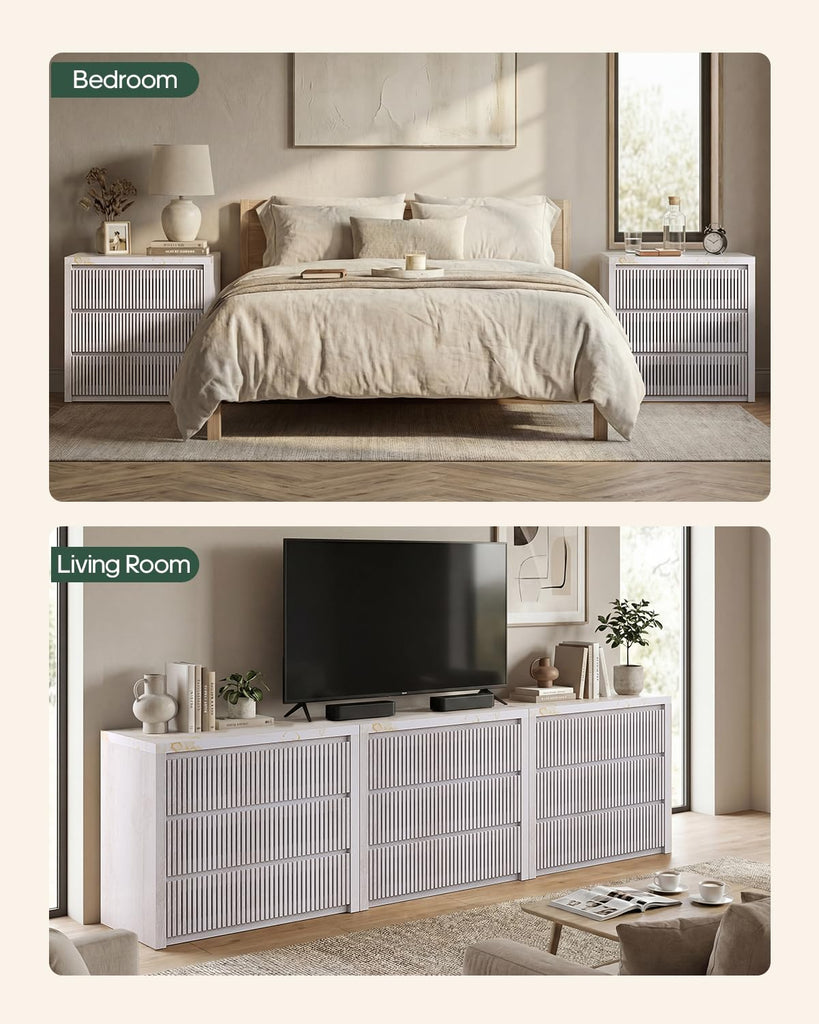 27.6" Wide Oversized Fluted Nightstand Set of 2, Slatted Tall Night Stands