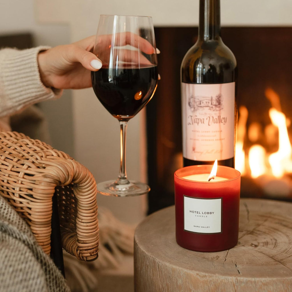 Hotel Lobby Napa Valley Candle - Luxury Hand-Poured 9.75oz 100% Soy h Black Currant, French Oak, Sweet Soil