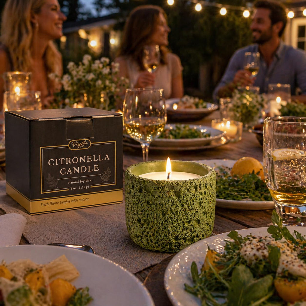 6oz Citronella Candle Outdoor, Small Citronella Candle Indoor, Candles Scented, Non Toxic Soy, Green Ceramic Jar