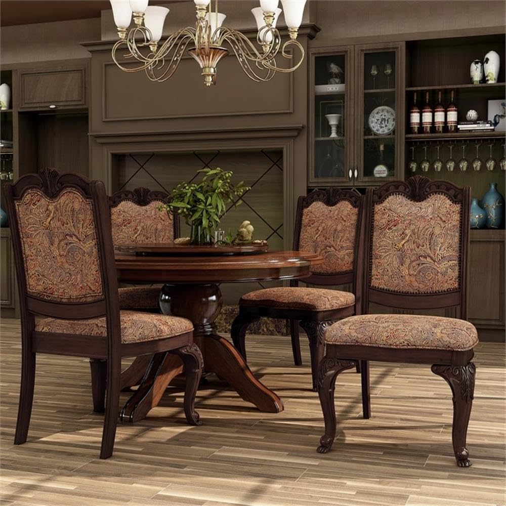 Of America Ferrara Elegant Dining Chair, Brown Cherry, Set of 2