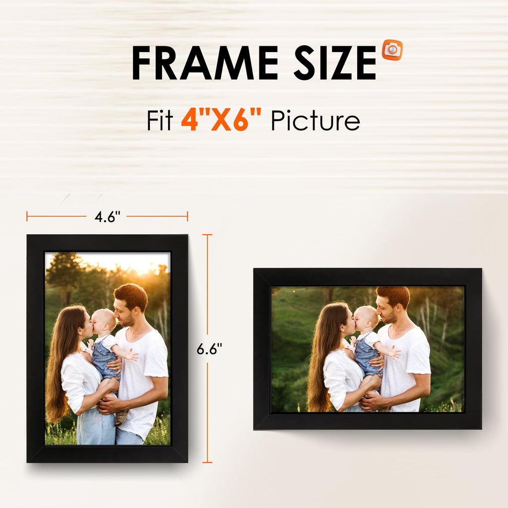 4x6 Picture Frame Set of 10, 4x6 Photo Frames Bulk with HD Plexiglass for Wall Hanging or Tabletop Display, Black
