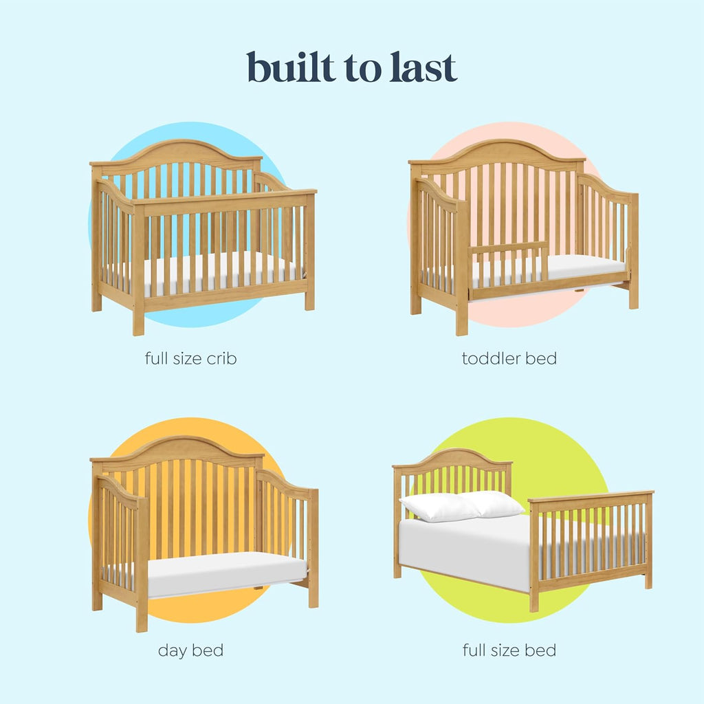 Jayden 4-in-1 Convertible Crib in Honey, Greenguard Gold and FSC Certified | Converts to Toddler Bed, Daybed &