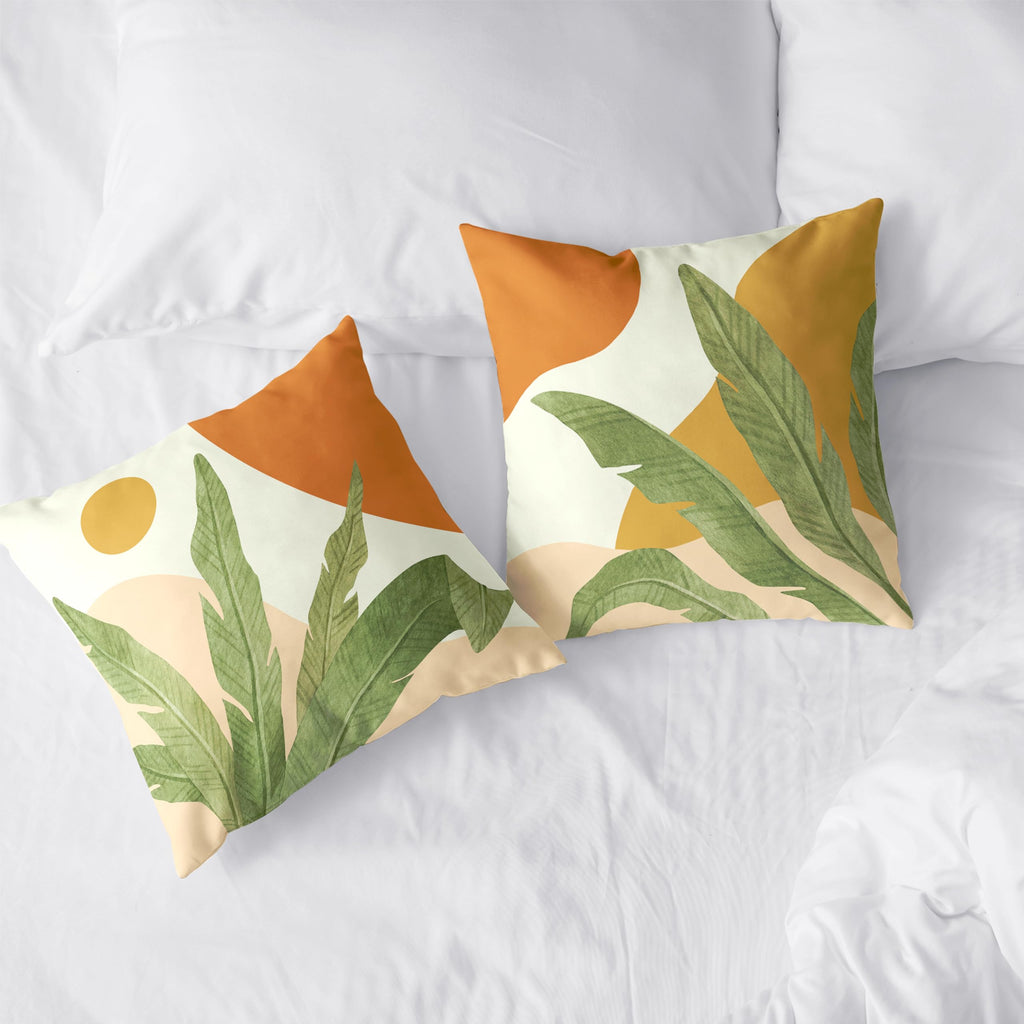 Boho Abstract Pillow Covers Tropical Leaf Throw Pillow Case Palm Tree Modern Decorative Cushion Case 22x22 Home Decor