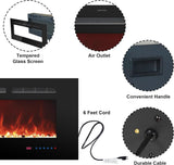 48 Inches Electric Fireplace Inserts, Recessed and Wall Mounted Fireplace Heater for Indoor Use with Remote Control