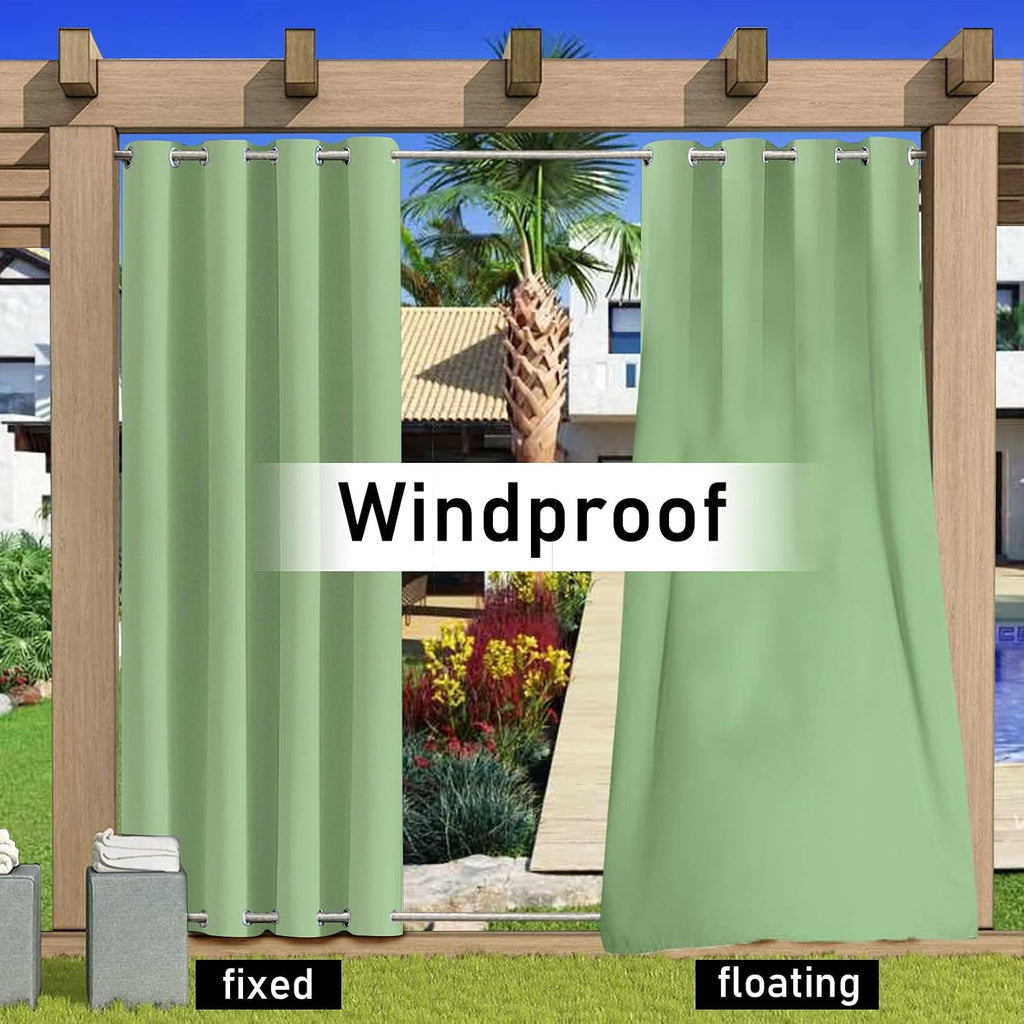 Outdoor Curtains Waterproof,Garden Blackout Thermal Insulated Sun Shades Privacy Curtain for Outside, Indoor Window