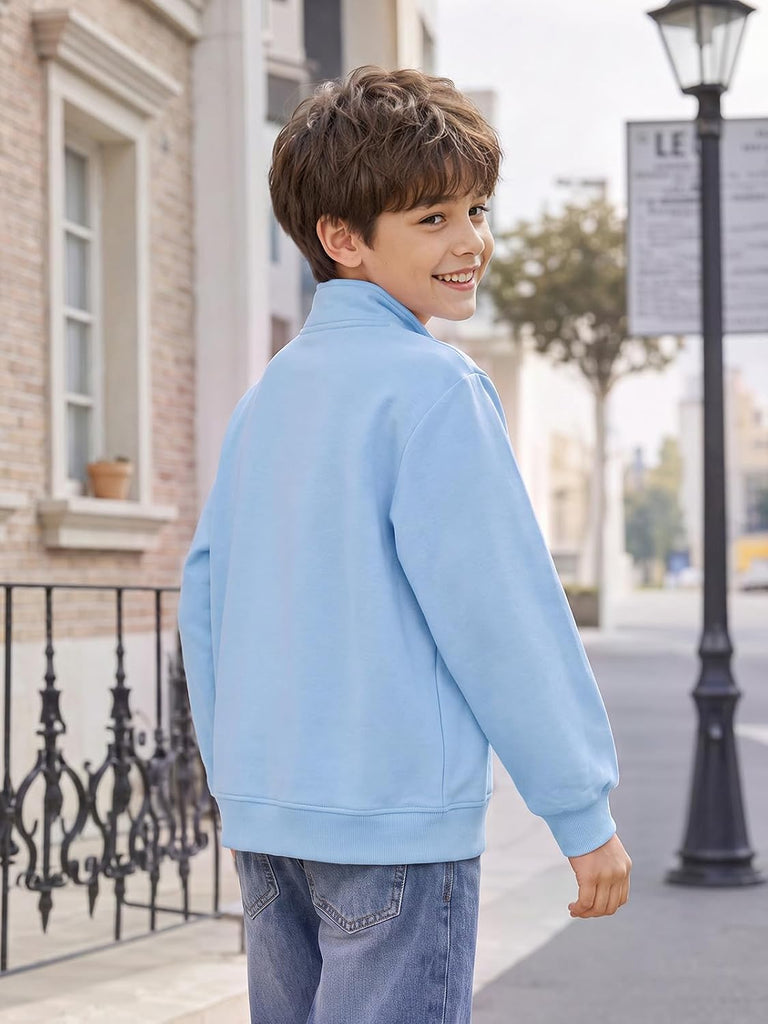 Boys Quarter Zip Sweatshirt Athletic Long Sleeve Pullover Tops