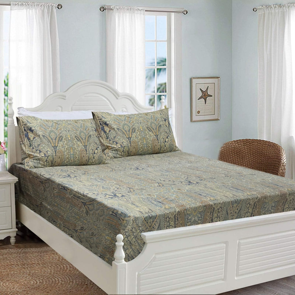 4 Pieces Floral Sheets Bed Sheet Set 800 Thread Count Vintage Bedding Set 100% Egyptian Cotton Fitted Sheet 17.5 Inch