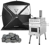 WillowyBe Portale Outdoor Sauna Set with Tent, Dry Sauna Wood Stove, Driftwood-infused Cooking for Friends