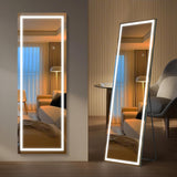 64" x 21" Full Length LED Floor Mirror - Big Wall/Standing Mirror with Lights, Dimmable Touch Screen & Adjustable