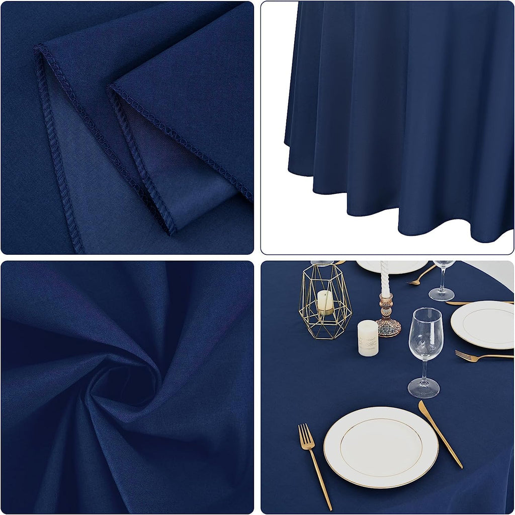 10 Packs Navy Blue Round Tablecloth - 90 Inch, Polyester