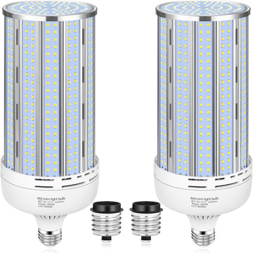 2 Pack 400W Corn LED Light Bulb Fanless,5000K Daylight(Eqv.1,200w Mh/Hps/Hid) Non-Dimmable E26/E39 Large Mogul Base