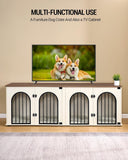 71" Dog Crate Furniture for 2 Dogs, Heavy Duty Indoor Dog Kennel TV Stand