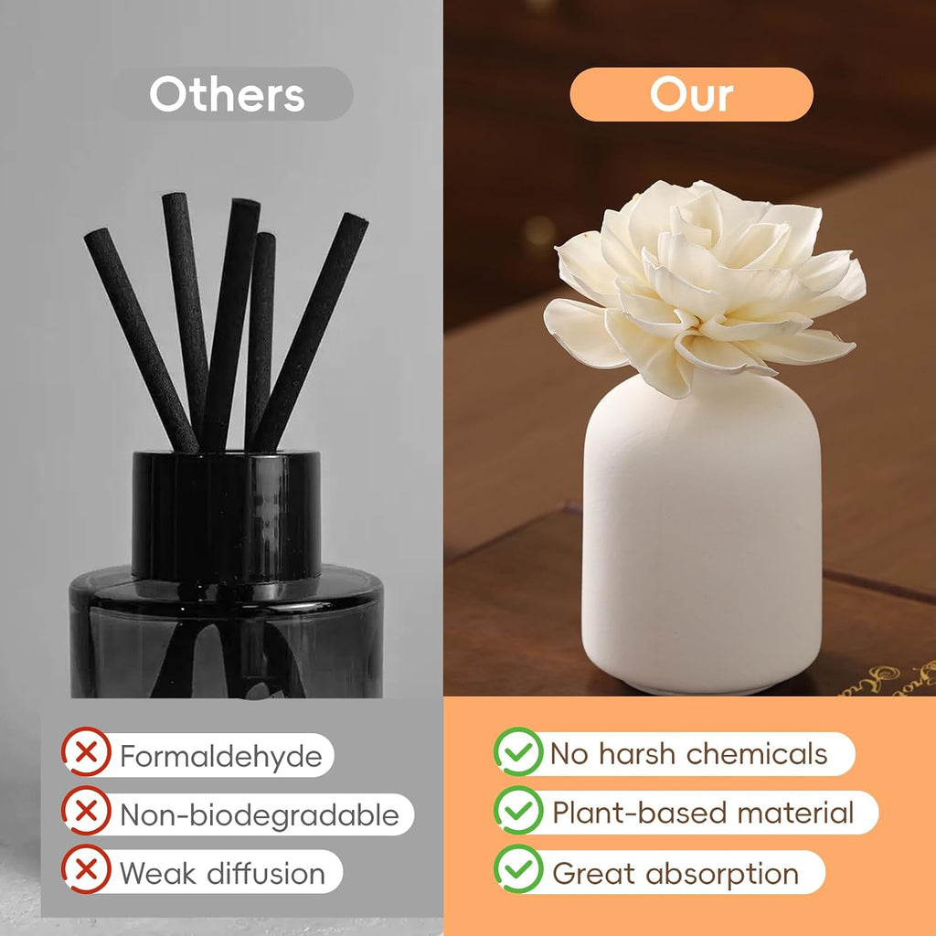 Flower Reed Diffuser Sola Wood Flowers Natural Material Aromatherapy Reed Decorative Aromatherapy Flower Refill - Set of 7
