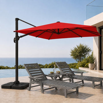 Cantilever Patio Umbrella, Large Square Outdoor Offset Umbrella with Aluminum Pole, 360-degree Rotation Pool