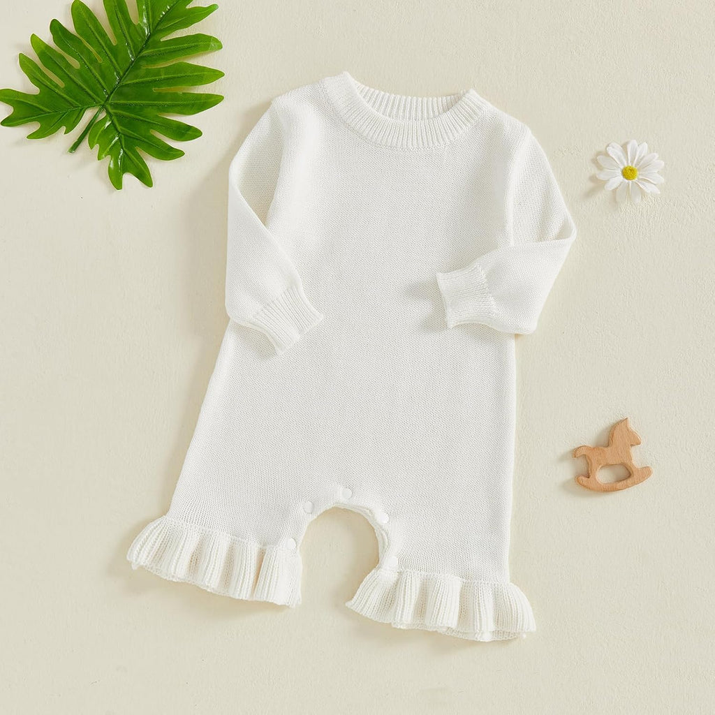 Newborn Baby Girl Sweater Romper Pants Knit Jumpsuit Overall One Piece Outfit Fall Winter Clothes