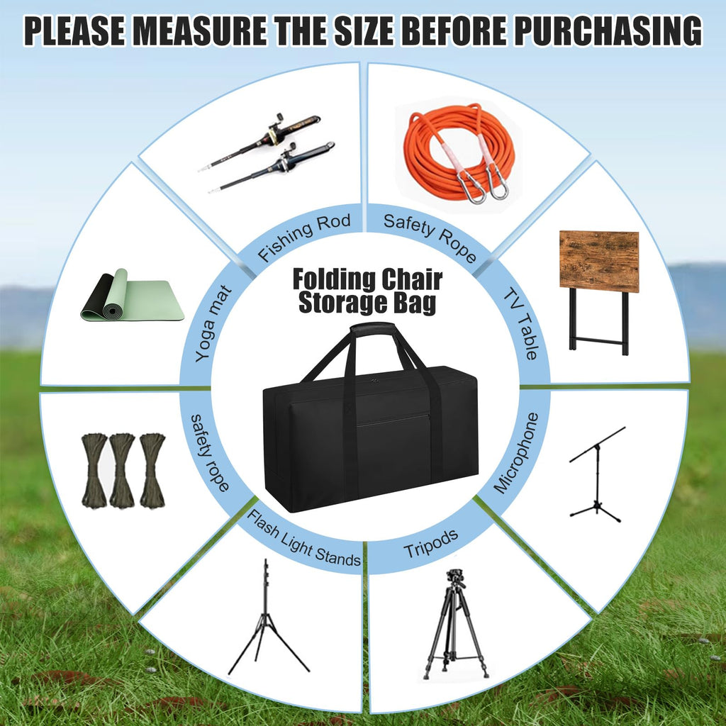 Heavy Duty Folding Chair Storage Bag, Large Waterproof Carry Bag With Pocket