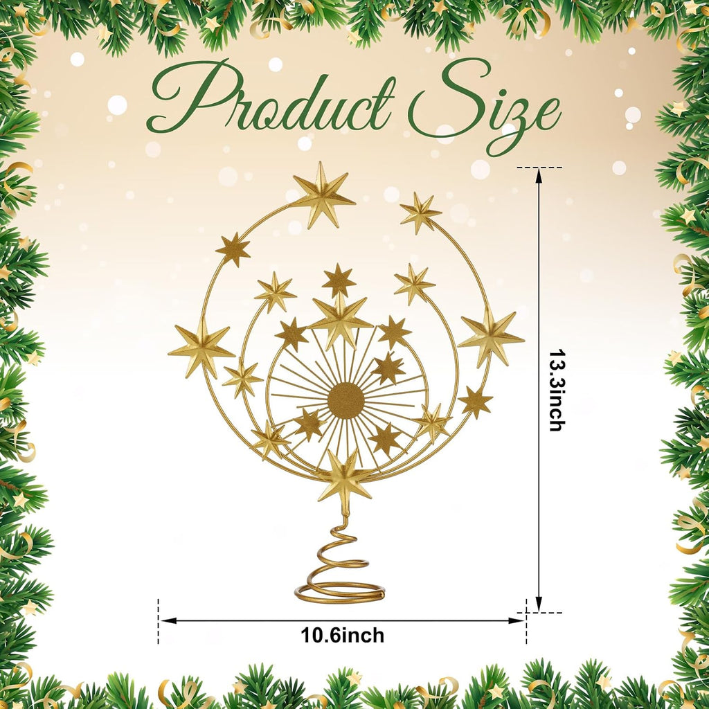 Celestial Gold Metal Tree Topper, 10 Inch Christmas Holiday Decor