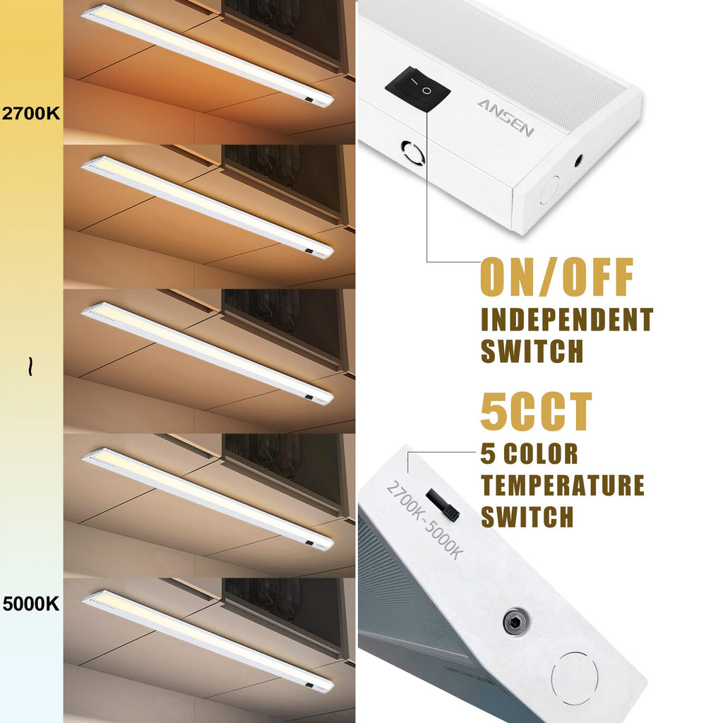 Hardwired Under Cabinet Lighting, 48in 26W LED Light /Closet, 1720lm, CRI>92, R9>90, Dimmable, 5 Color Temperature