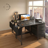Computer Desk with File Drawers Cabinet, 47 Inch Reversible Home Office Desks with Filing Cabinet for Small Space