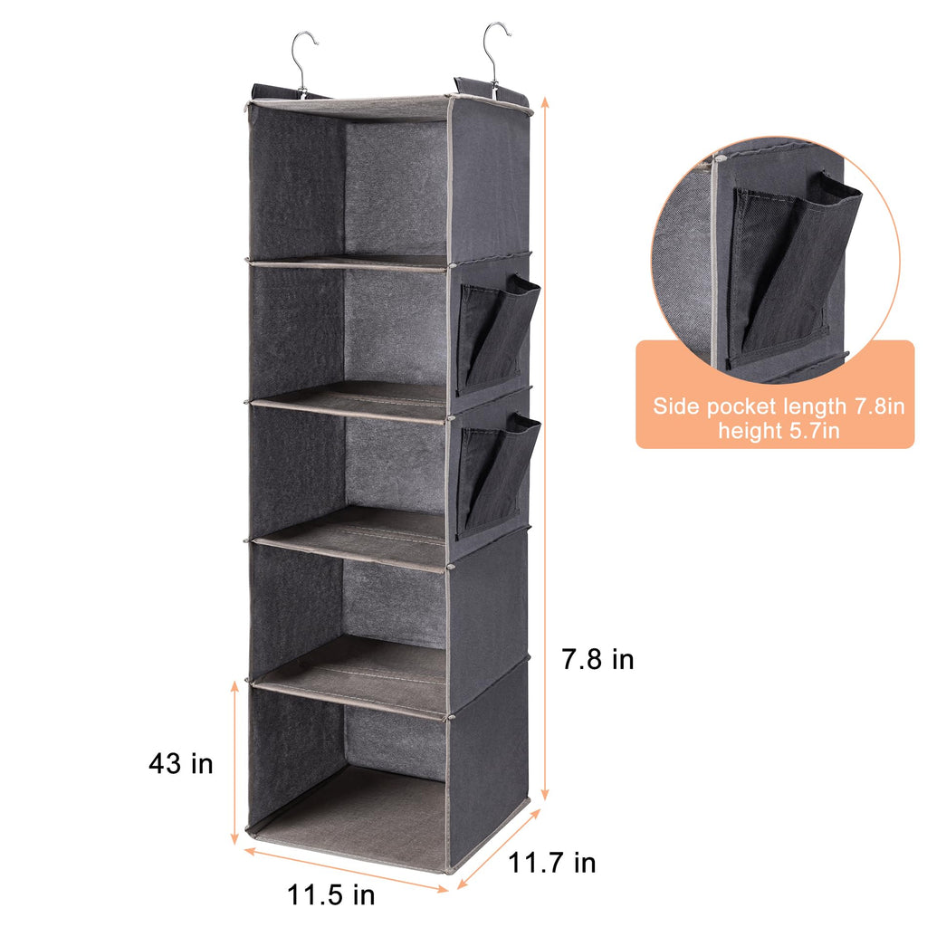 Hanging Closet Organize and Shelves,5-Hanging Shelf(2 Pack,Grey)