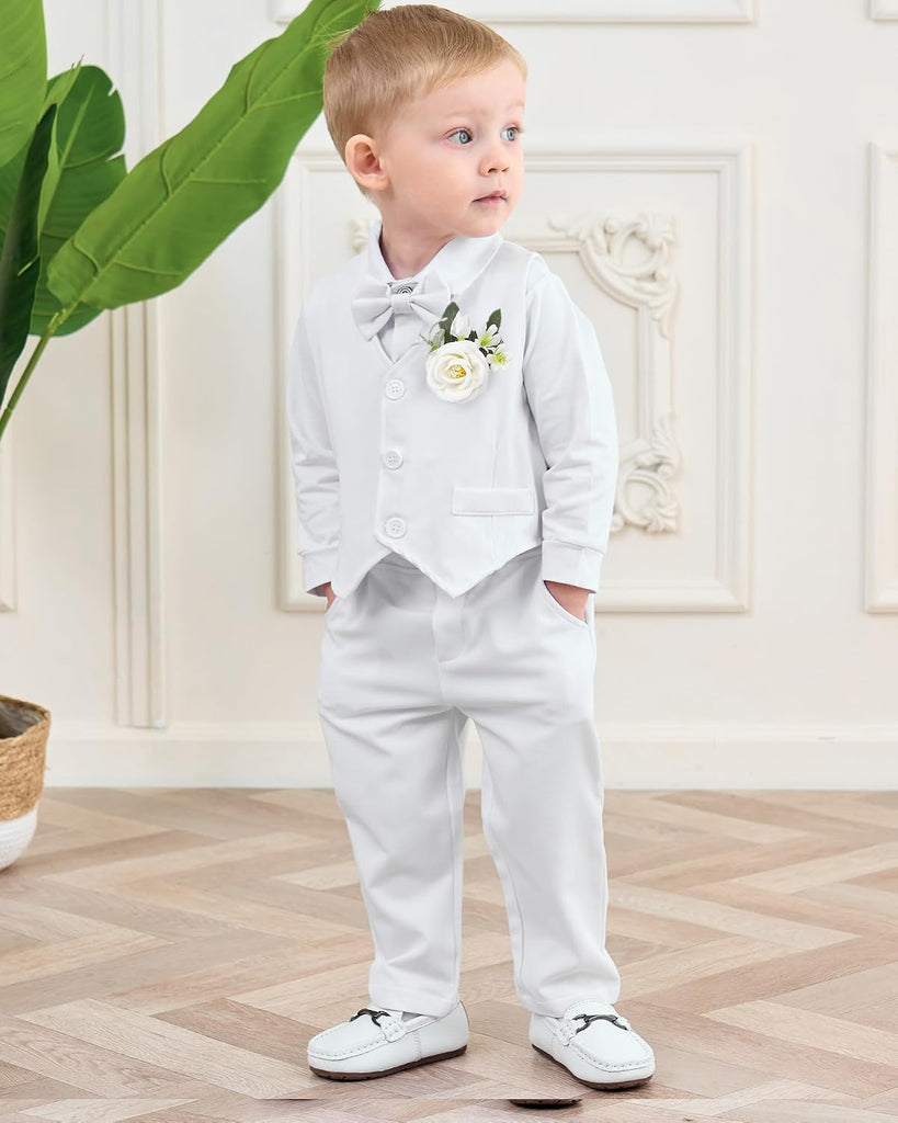 Baby Boy Baptism Outfit Suit Set Formal Infant Tuxedo