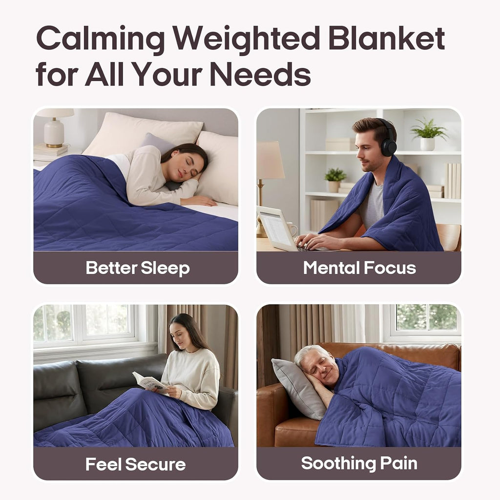 Weighted Blanket for Adults (80"x87", 20lbs, Dusk Blue) | King Size High Breathability Cooling Heavy Blanket, Soft