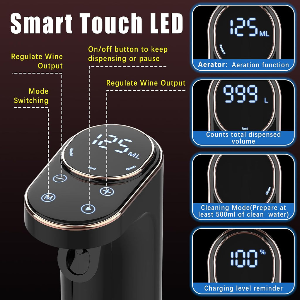 Electric Wine Aerator Upgraded Rechargeable Wine Dispenser & Decanter