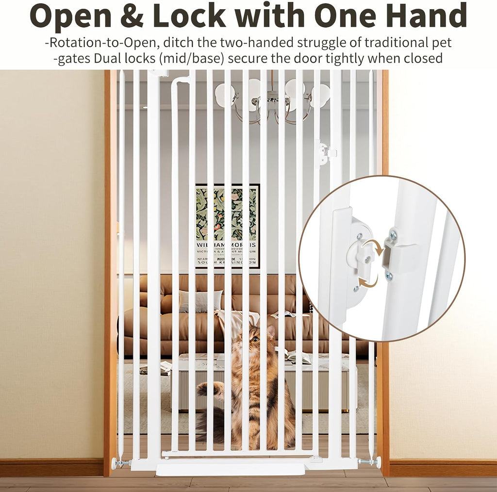 59" Extra Tall Cat Gate for Doorway, 29.4-33.4" Wide, White