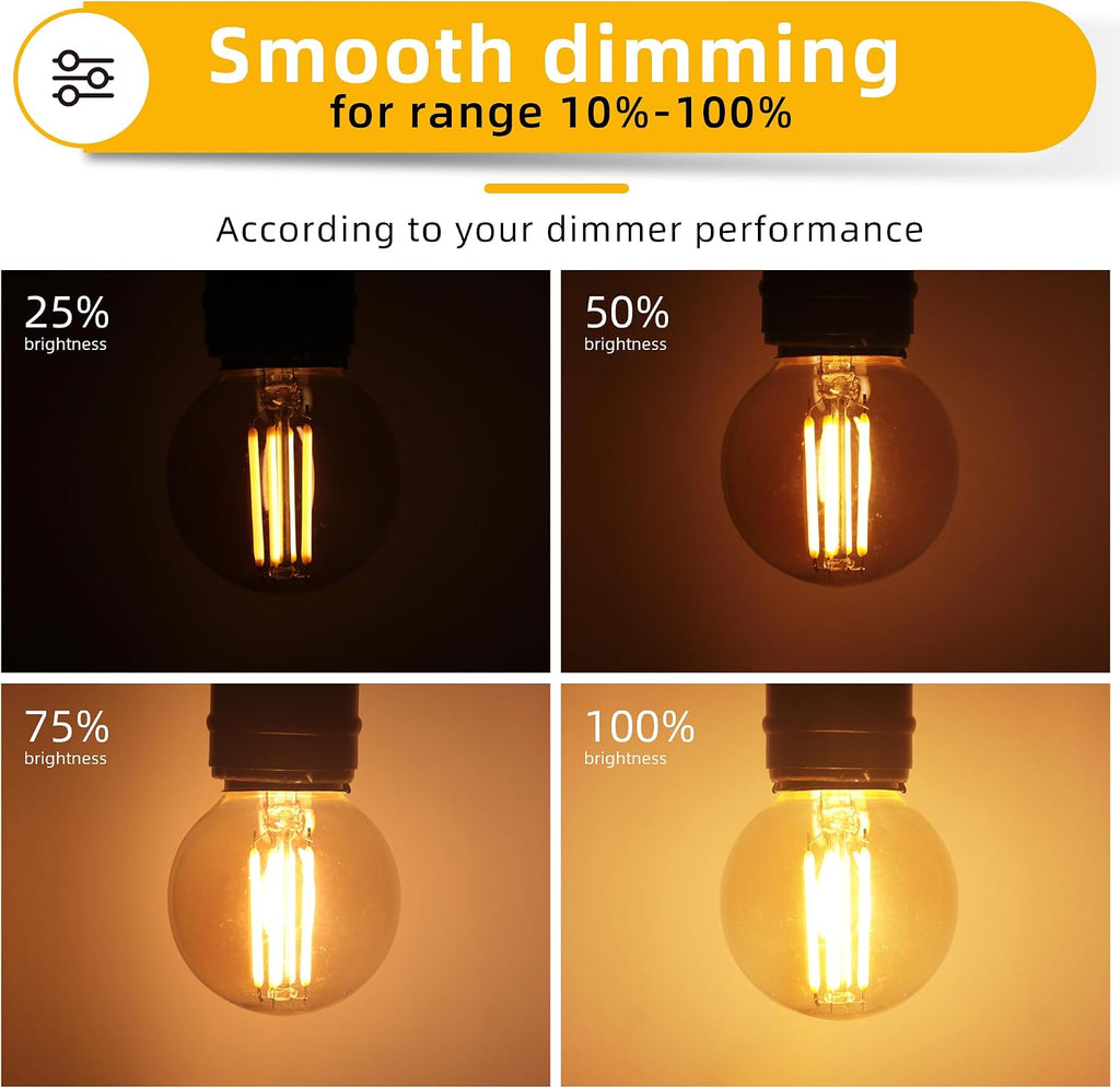 Dimmable G16.5 Amber Edison light Bulb 40 Watt,E26 Vintage LED Light Bulb