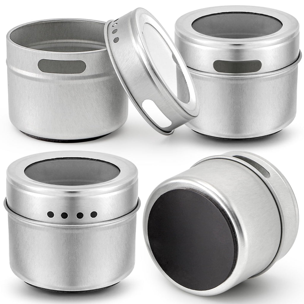 20 Pack Magnetic Spice Jars, Magnetic Spice Containers for Refrigerator, Seasoning Tins with Clear Top Lid, 240 PVC