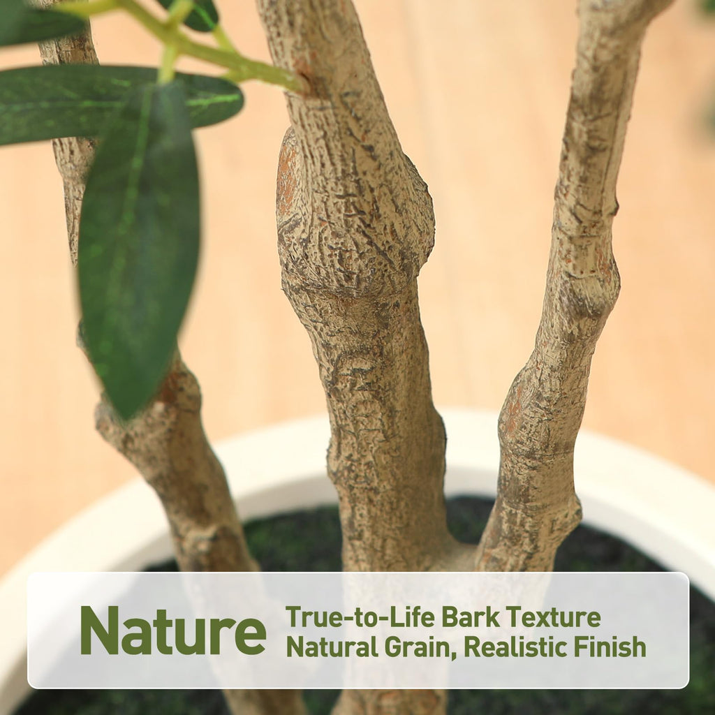 5FT Artificial Olive Tree - Faux Olive Tree with White Planter