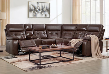Genuine Leather L-Shaped Power Recliner Sectional Corner Sofa