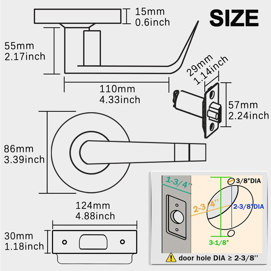 Keyed Entry Grade 2 Commercial Door Locks Heavy Duty Office Door Lever, Non-Handed, UL 3 Hour Fire Rated