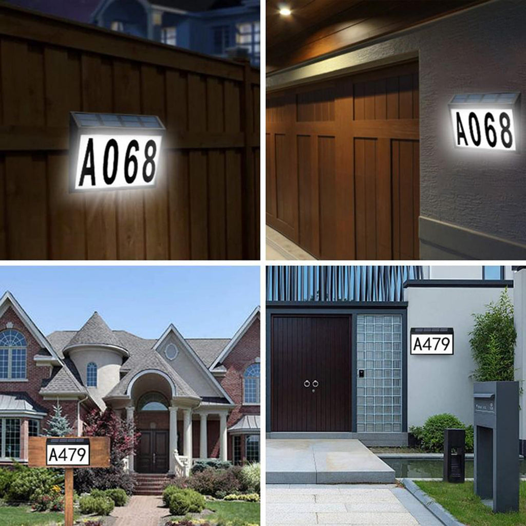Solar Powered Address Numbers Signs, Lighted House Numbers Sign, Address Plaque Solar Powered Wall Mount Address