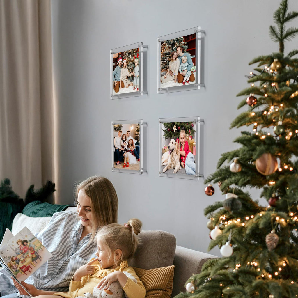 8x10 Acrylic Picture Frames 4 Pack, Clear Floating Wall Frames