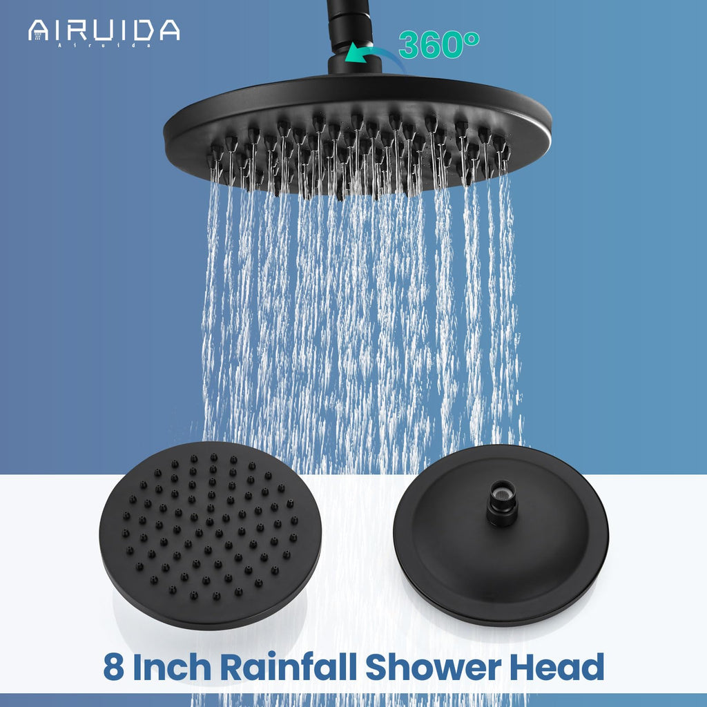Matte Black Exposed Shower System with Handheld Spray