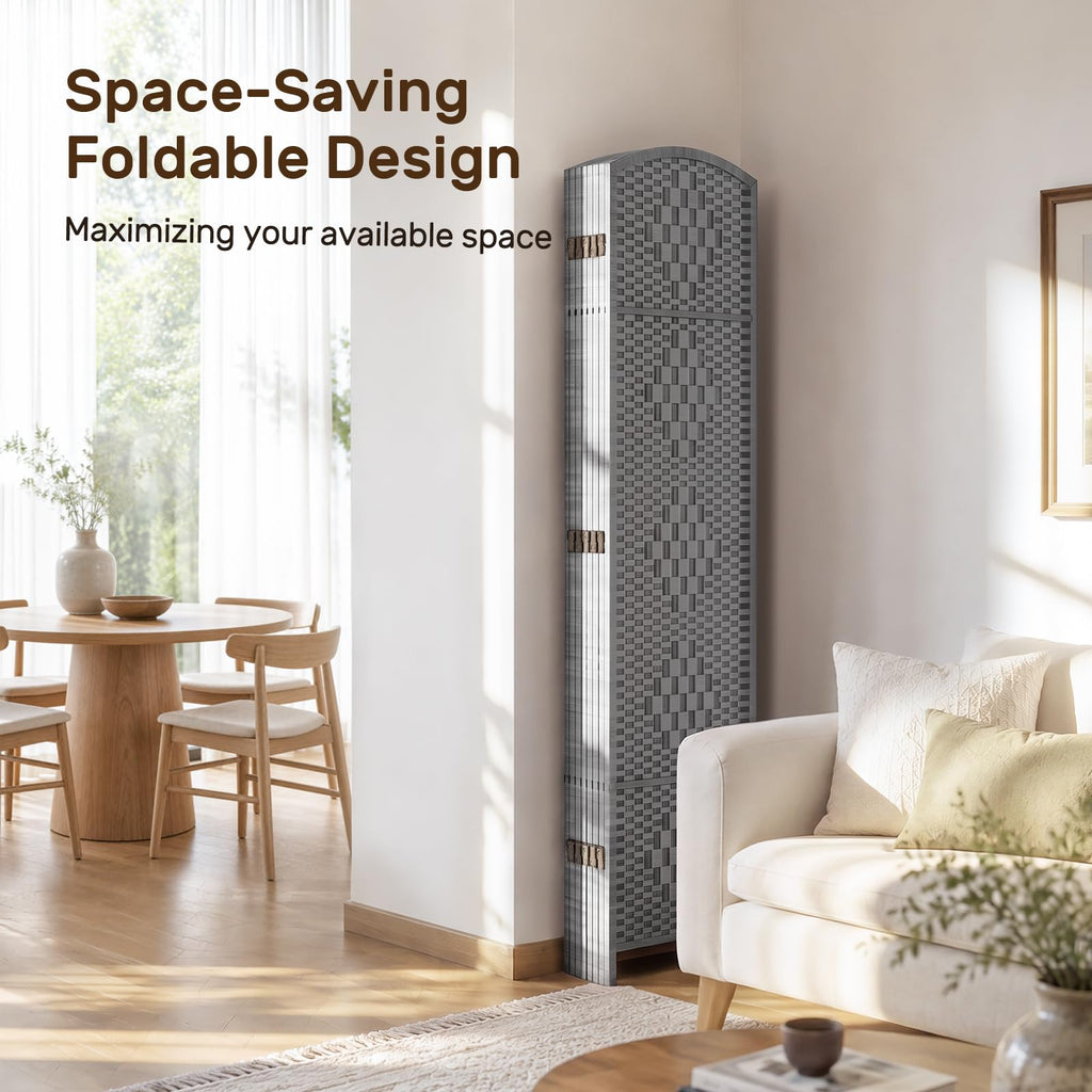 Room Divider, Folding Privacy Screen, 4 Panel Wall Divider, Stone