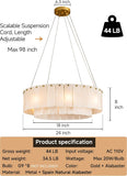 Alabaster Chandelier Round,Modern Drum Chandeliers,Spanish Marble Pendant Light Fixture for Living Room,Dining Room,Bedroom,Foyer,Kitchen Island,D24 inchs,8-Lights G9 A125-B0F5WRJZQD