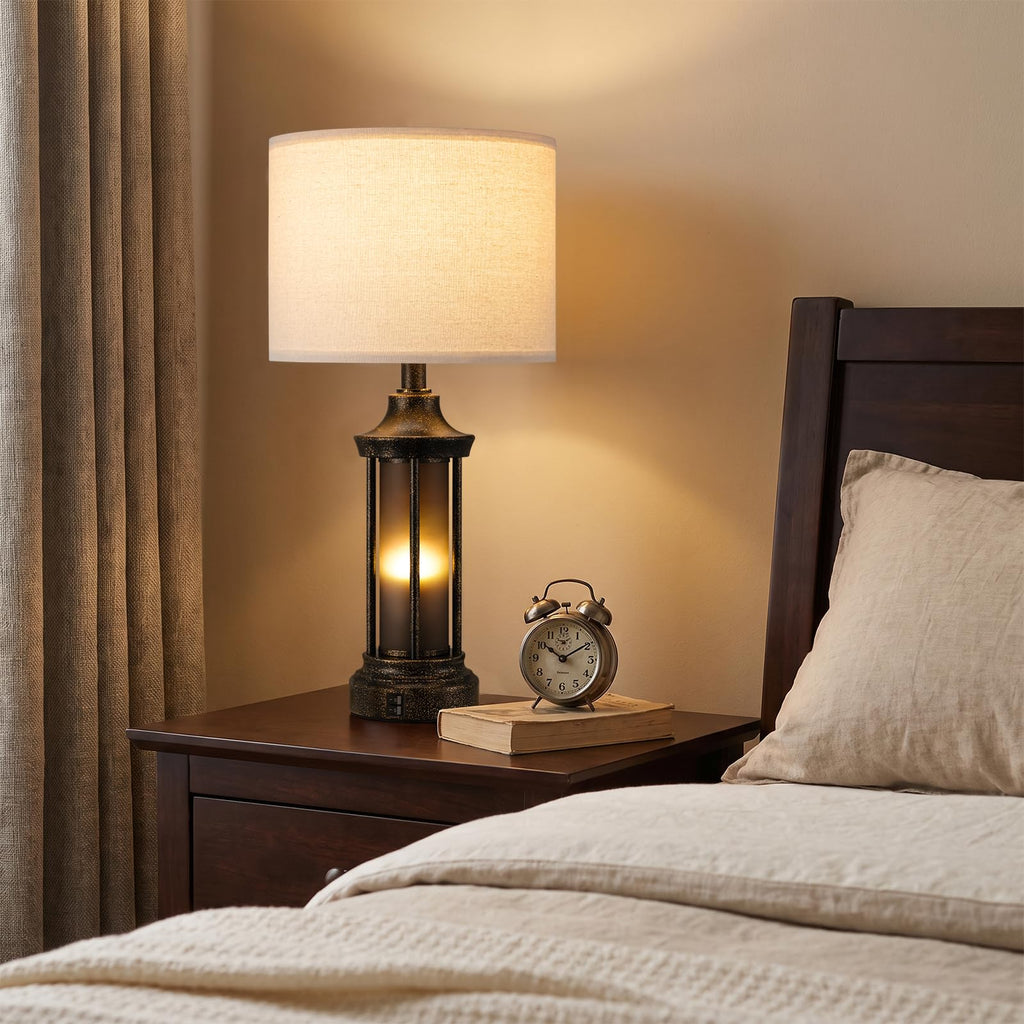 24" Farmhouse Table Lamps, Black Bedside Lamps