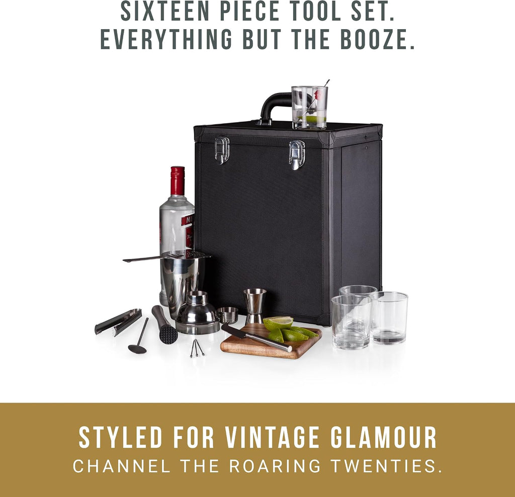 Hamilton Bartender Kit, Portable Bar Case with Cocktail Shaker Set, Professional Mixology Bartender Kit Stand