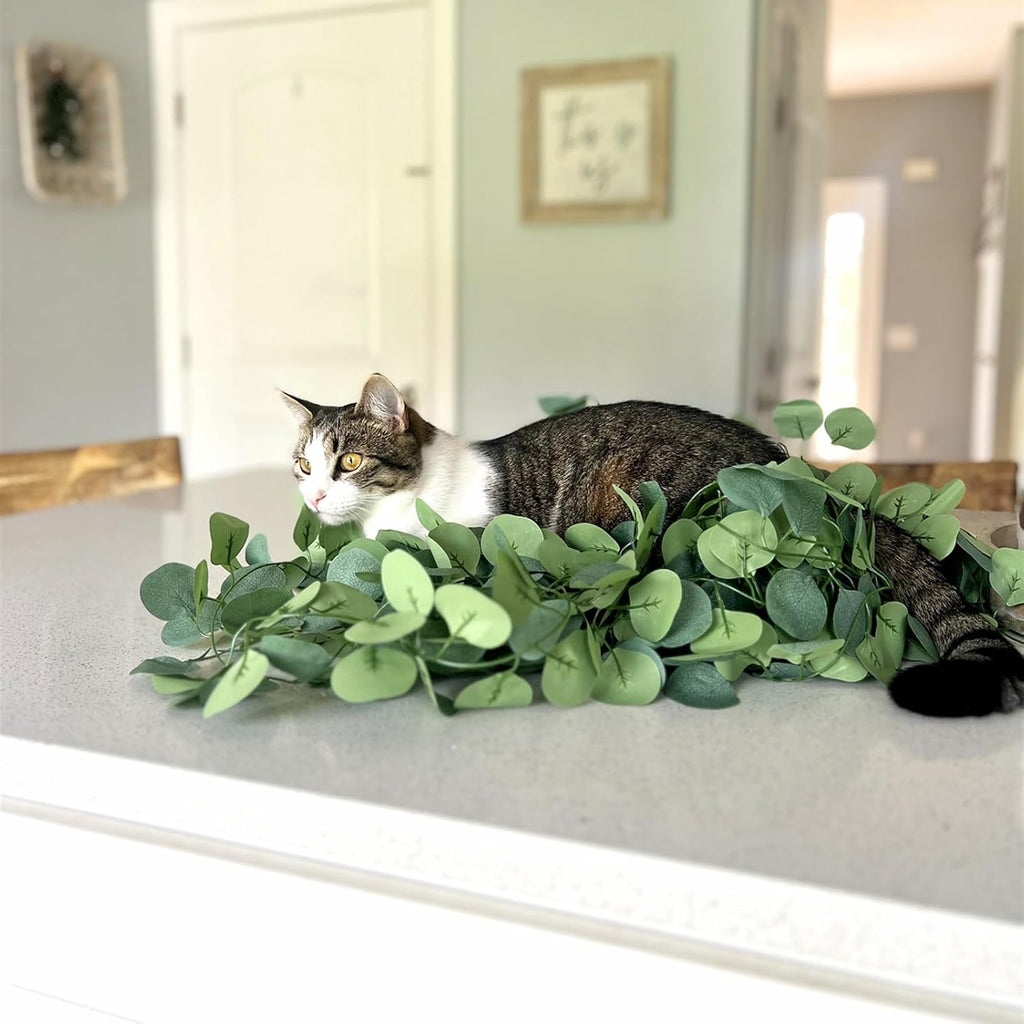 84Ft Eucalyptus Garland,Artificial Eucalyptus Leaves Table Greenery Garland Wreath Vines for Wedding Party - Set of 12